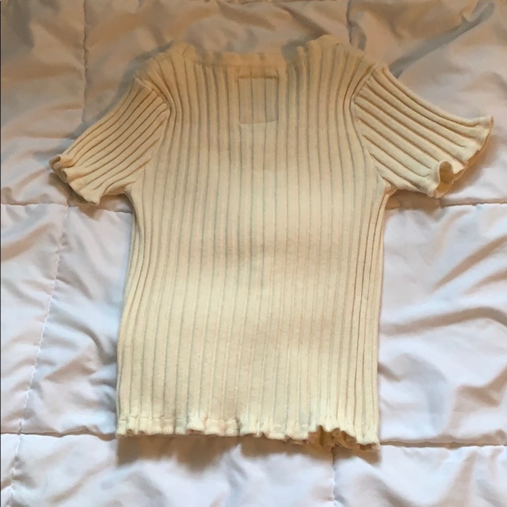 UNIF Cream Ribbed Button-Up Top - Picture 4 of 4